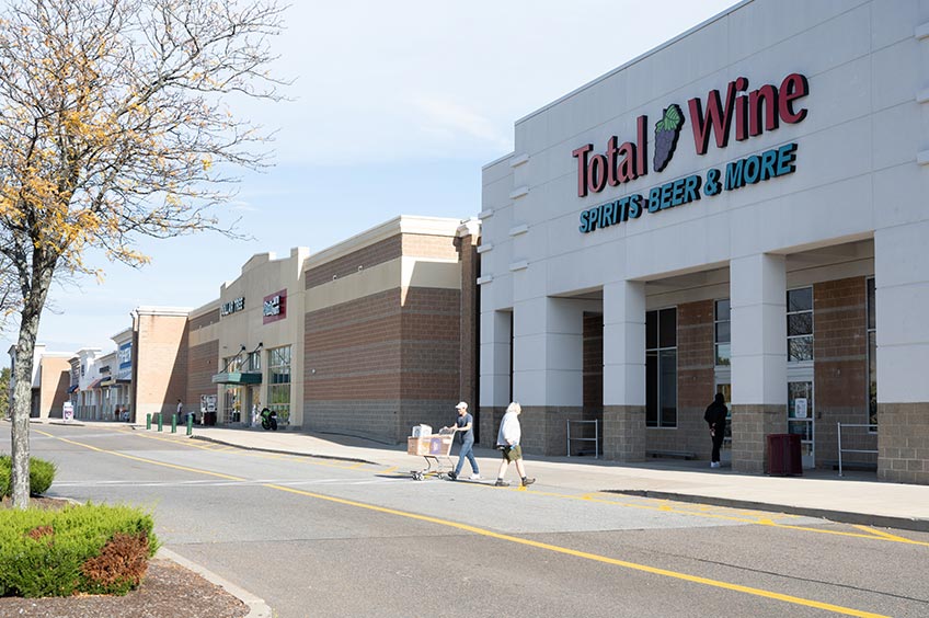 Total Wine storefront at Gateway Center shopping center.