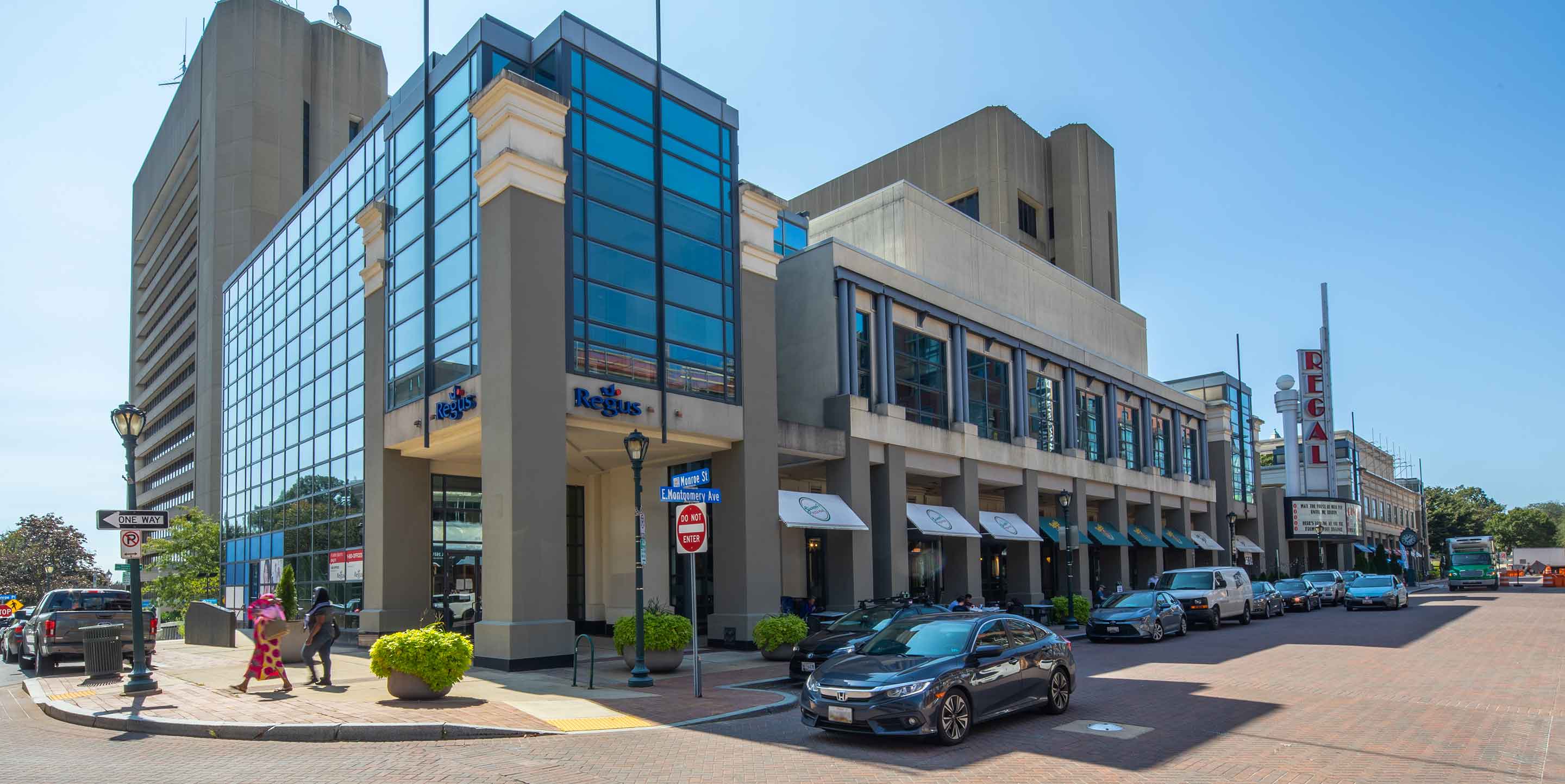 Image of Rockville Town Center with various shops.