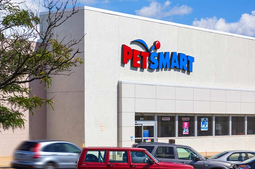 PetSmart storefront closeup at Springfield shopping center.