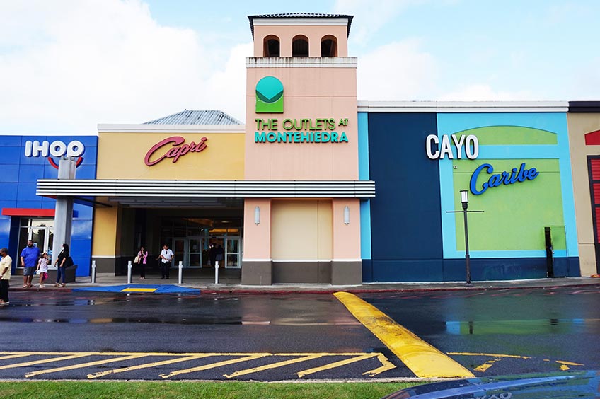 Various storefront at The Outlets at Montehiedra.