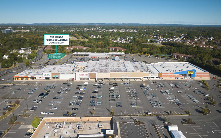 The Plaza at Woodbridge aerial with Indian restaurant location called out