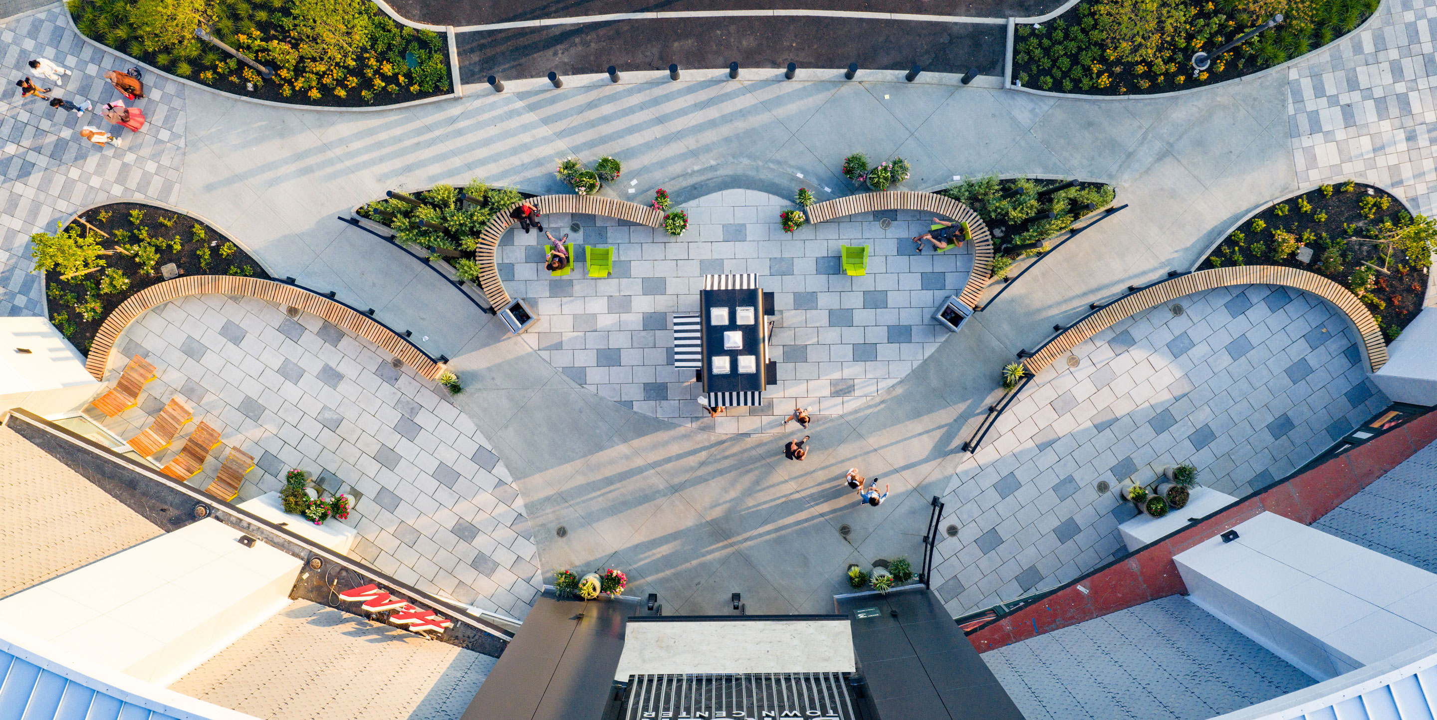 Exterior overview of Bergen Town Center Main Entrance Landscaping