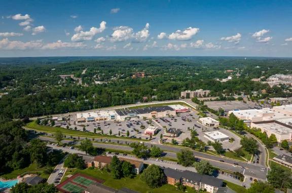 aerial of goucher commons