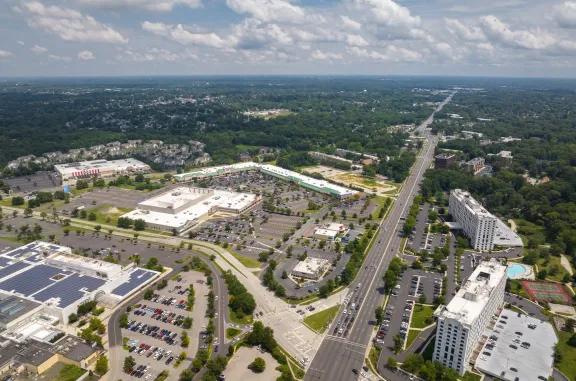 aerial of the plaza at cherry hill